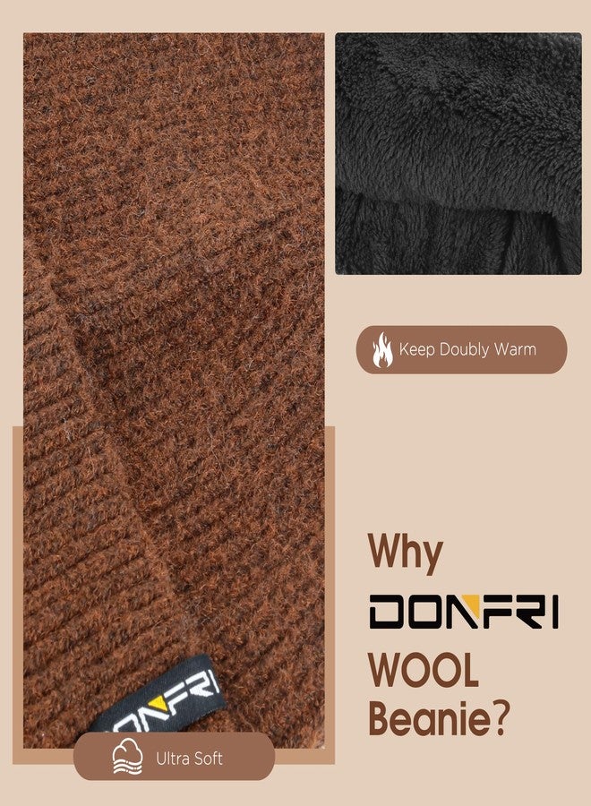 Donfri Wool Winter Beanie Hats Men Women Brown Fleece Lined Super Soft Warm for Winter Skull Knit Beanie Gift - Image 4